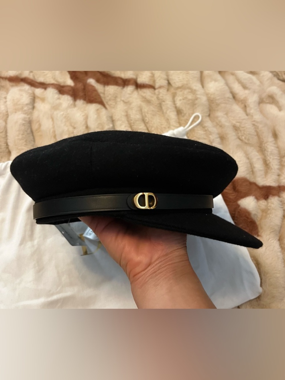 $1100 NWT DIOR Newsboy Hat Black
